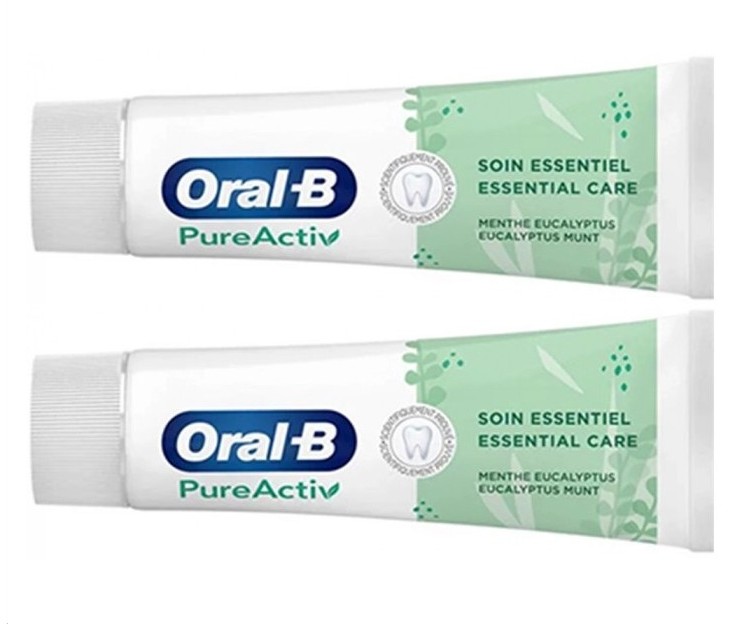 Oral-B PureActiv 0% Soin Essentiel Dentifrice 75ml Lot de 2